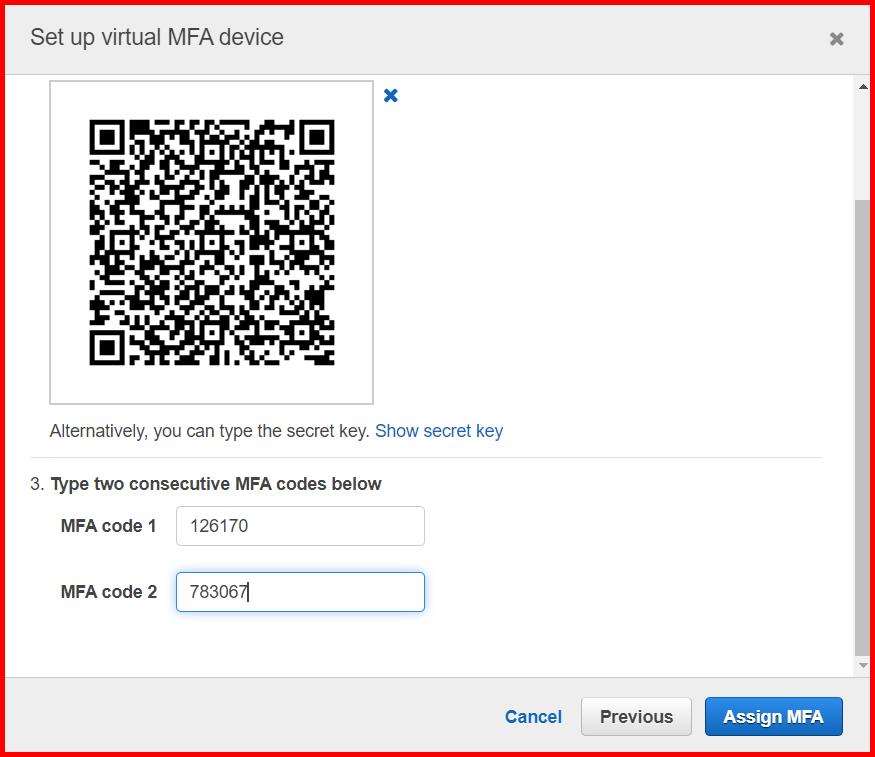Picture showing the MFA code 1 and MFA code 1 textbox for entering the code